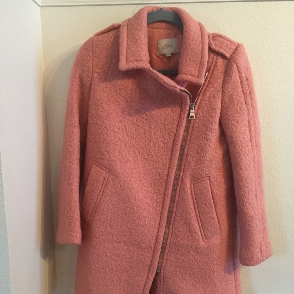 Loft. Pink marled moto jacket. XS Petite.